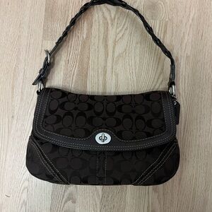 Coach Monogram Braided Leather Strap Purse (Style 11014)